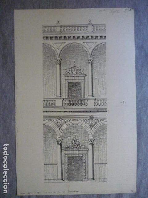 Arte: TOLEDO DETALLE DEL ALCAZAR DIBUJO A PLUMILLA ORIGINAL CONSTANTIN UHDE ARQUITECTO ALEMAN 1888 1889