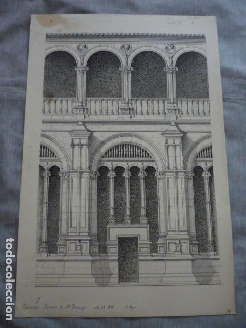 Arte: SALAMANCA SAN ESTEBAN DIBUJO A PLUMILLA ORIGINAL CONSTANTIN UHDE ARQUITECTO ALEMAN 1888 1889