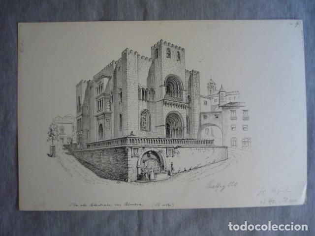 Arte: COIMBRA PORTUGAL DIBUJO A PLUMILLA ORIGINAL CONSTANTIN UHDE ARQUITECTO ALEMAN 1888 1889