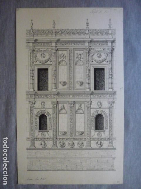 Arte: LEON DETALLE DE SAN MARCOS DIBUJO A PLUMILLA ORIGINAL CONSTANTIN UHDE ARQUITECTO ALEMAN 1888 1889