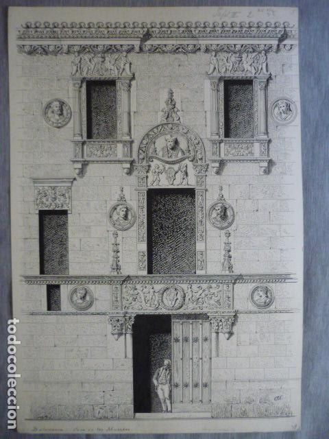 Arte: SALAMANCA CASA DE LAS MUERTES DIBUJO A PLUMILLA ORIGINAL CONSTANTIN UHDE ARQUITECTO ALEMAN 1888 1889