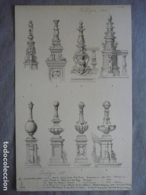 Art: BURGOS SALAMANCA ALCALA DIBUJO A PLUMILLA ORIGINAL CONSTANTIN UHDE ARQUITECTO ALEMAN 1888 1889