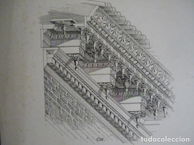 Kunst: ZARAGOZA CORNISA DE LA LONJA DIBUJO A PLUMILLA ORIGINAL CONSTANTIN UHDE ARQUITECTO ALEMAN 1888 1889