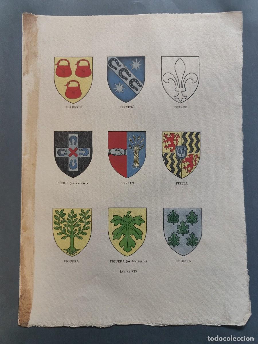 Arte: Escudos Her&aacute;ldicos de Apellidos Hist&oacute;ricos, FERRERES FERRERO FERRIOL FERRIS FIGUERA FIELLA FERRUS