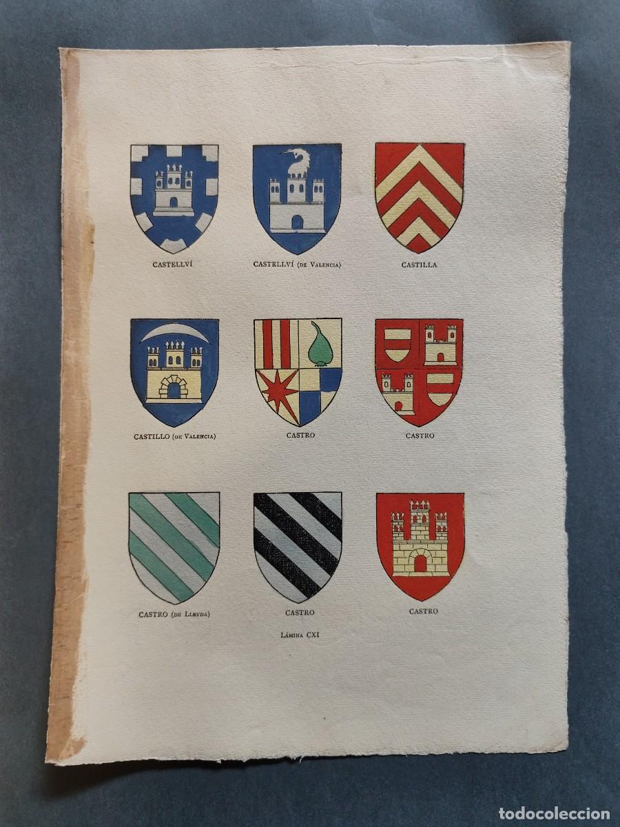 Arte: Escudos Her&aacute;ldicos de Apellidos Hist&oacute;ricos CASTELLVI CASTILLA CASTILLO CASTRO VARIOS Y (LLEIDA) Y