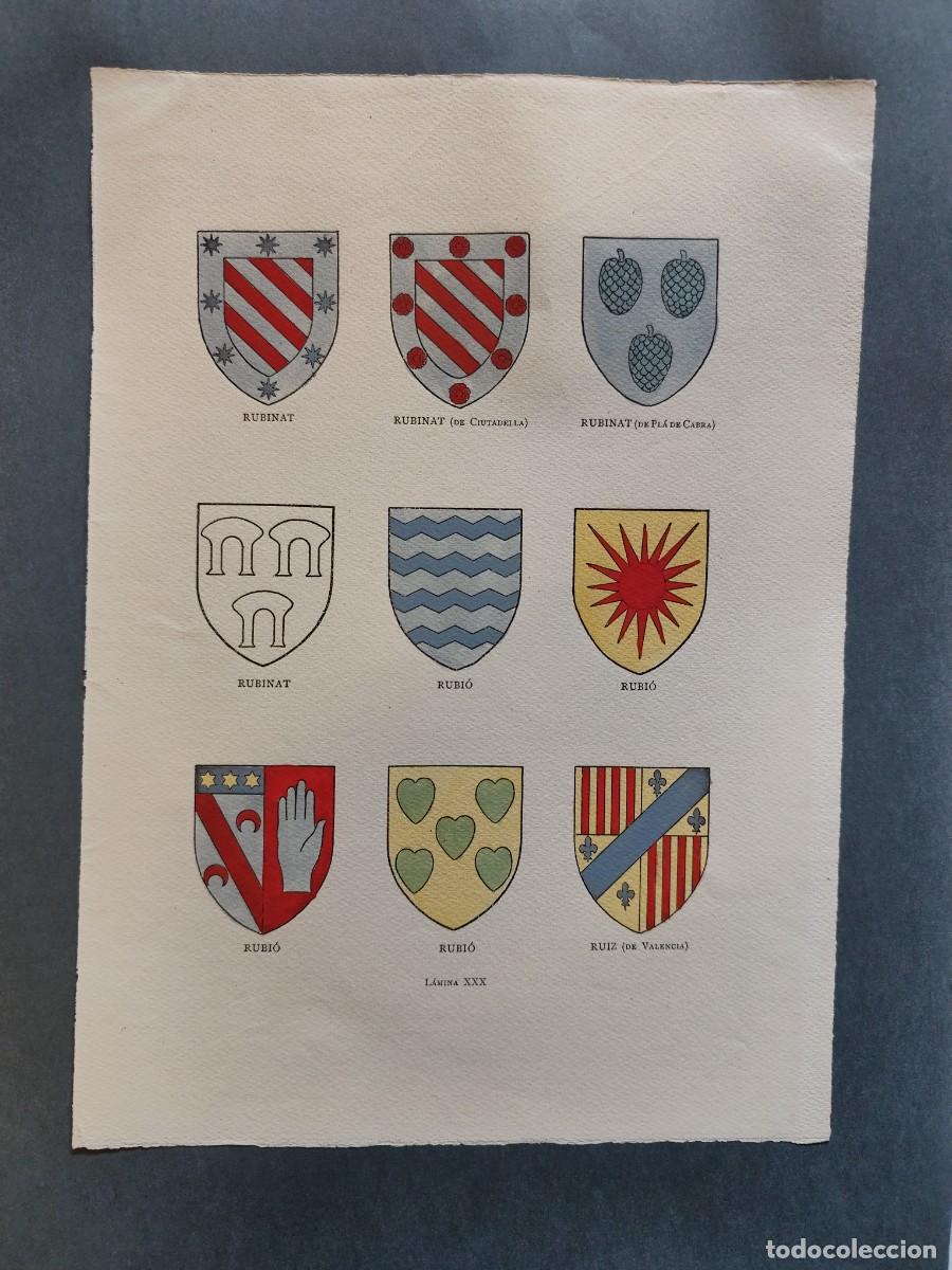 Arte: Escudos Her&aacute;ldicos de Apellidos Hist&oacute;ricos RUBINAT DE PLA DE CABRA Y (VARIOS) RUBI&Oacute; RUIZ DE VALENCIA