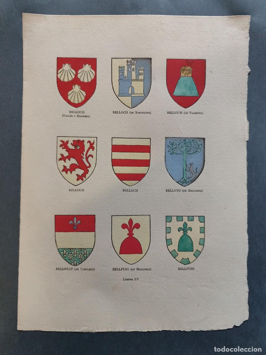 Arte: Escudos Her&aacute;ldicos Apellidos Hist&oacute;ricos BELLOCH DE VALLES Y MANRESA.. BELLOTO BELLPRAT BELLPUIG