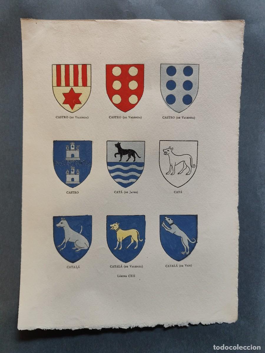 Arte: Escudos Her&aacute;ldicos Apellidos Hist&oacute;ricos CASTRO DE VALENCIA, CAT&Aacute; DE JAFRE, CATAL&Aacute; DE VICH Y VALENCIA