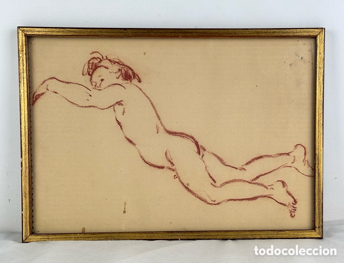 Arte: DIBUJO SANGUINA - DESNUDO MASCULINO - SALA GASPAR - 23 X 34 CM