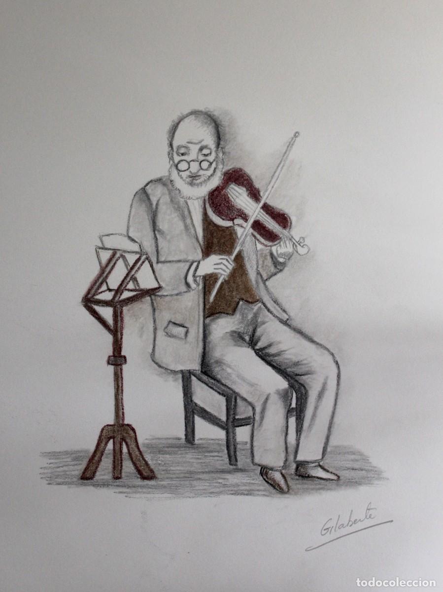 Kunst: Anciano con viol&iacute;n obra de Mercedes Gilaberte