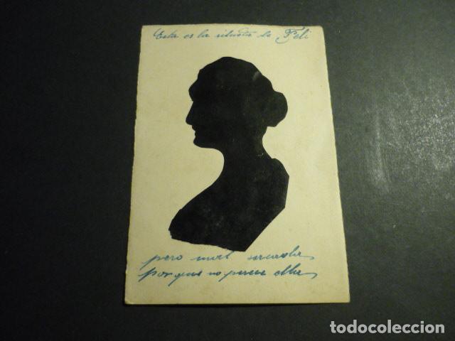 Kunst: RETRATO DE MUJER SILUETA SOBRE CARTULINA 8 X 12,5 CM