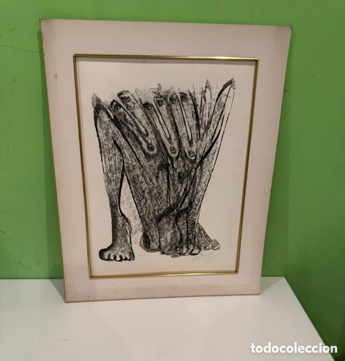 Kunst: Dibujo Expresionista Firmado a L&aacute;piz 30x40 cm Figuras Humanas Arte Contempor&aacute;neo