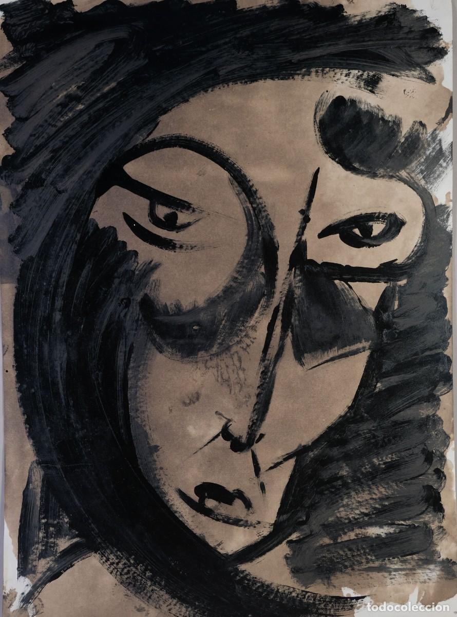 Arte: Dibujo acr&iacute;lico sobre papel Rostro siglo XX