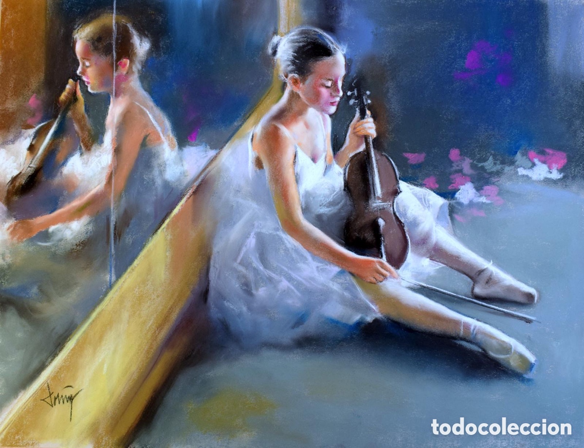 Arte: Domingo Alvarez G&oacute;mez, Bailarina Pastel enmarcada