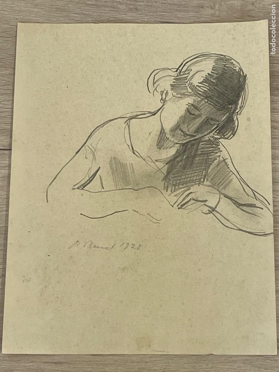 Arte: Dibujo Original a Carboncillo de Rafael Benet 1928 - Retrato