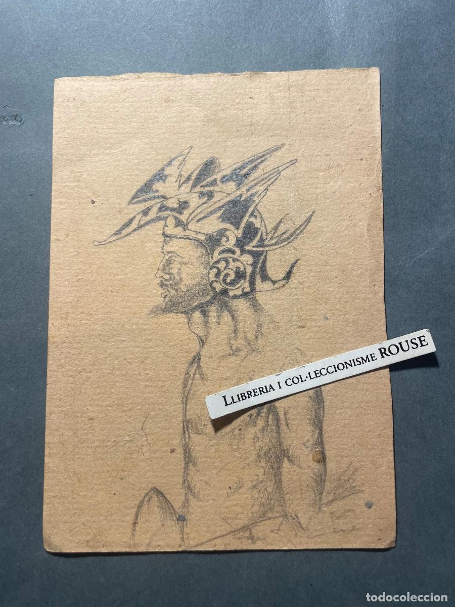 Arte: ANTIGUO DIBUJO PERSONAJE - 17,5X12,5 CM. ESTADO EL QUE SE VE EN LAS IMAGENES