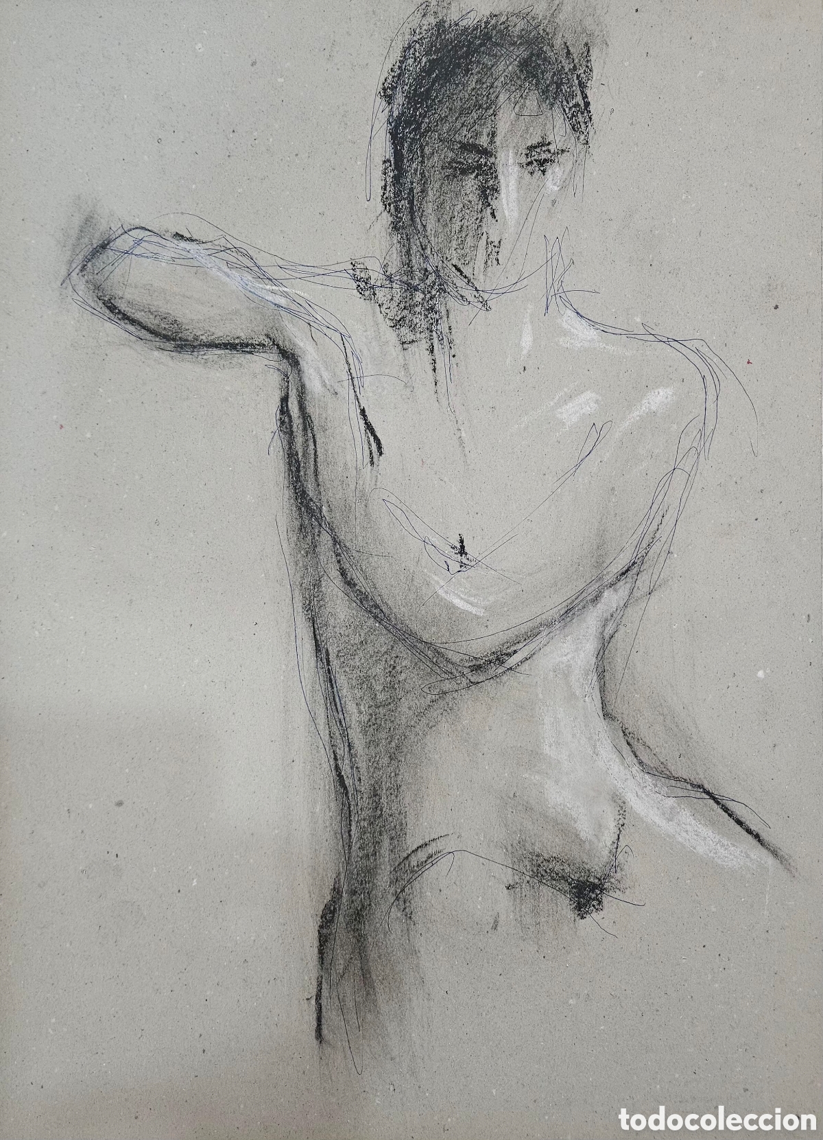 Arte: Jose Guevara (M&aacute;laga 1930-2017) preciosa pareja de dibujos (pastel) desnudos, sin firma.