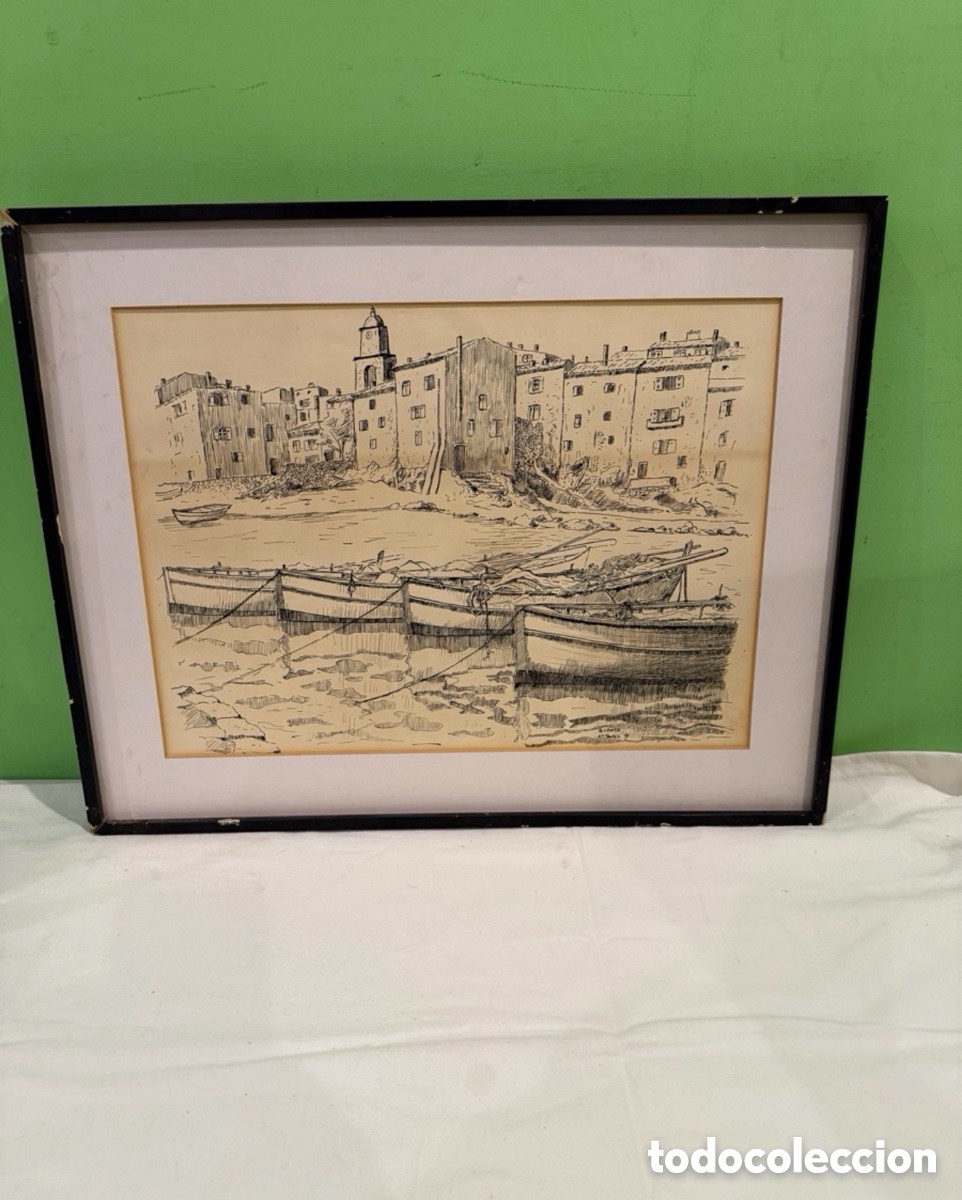 Kunst: Dibujo a tinta firmado.