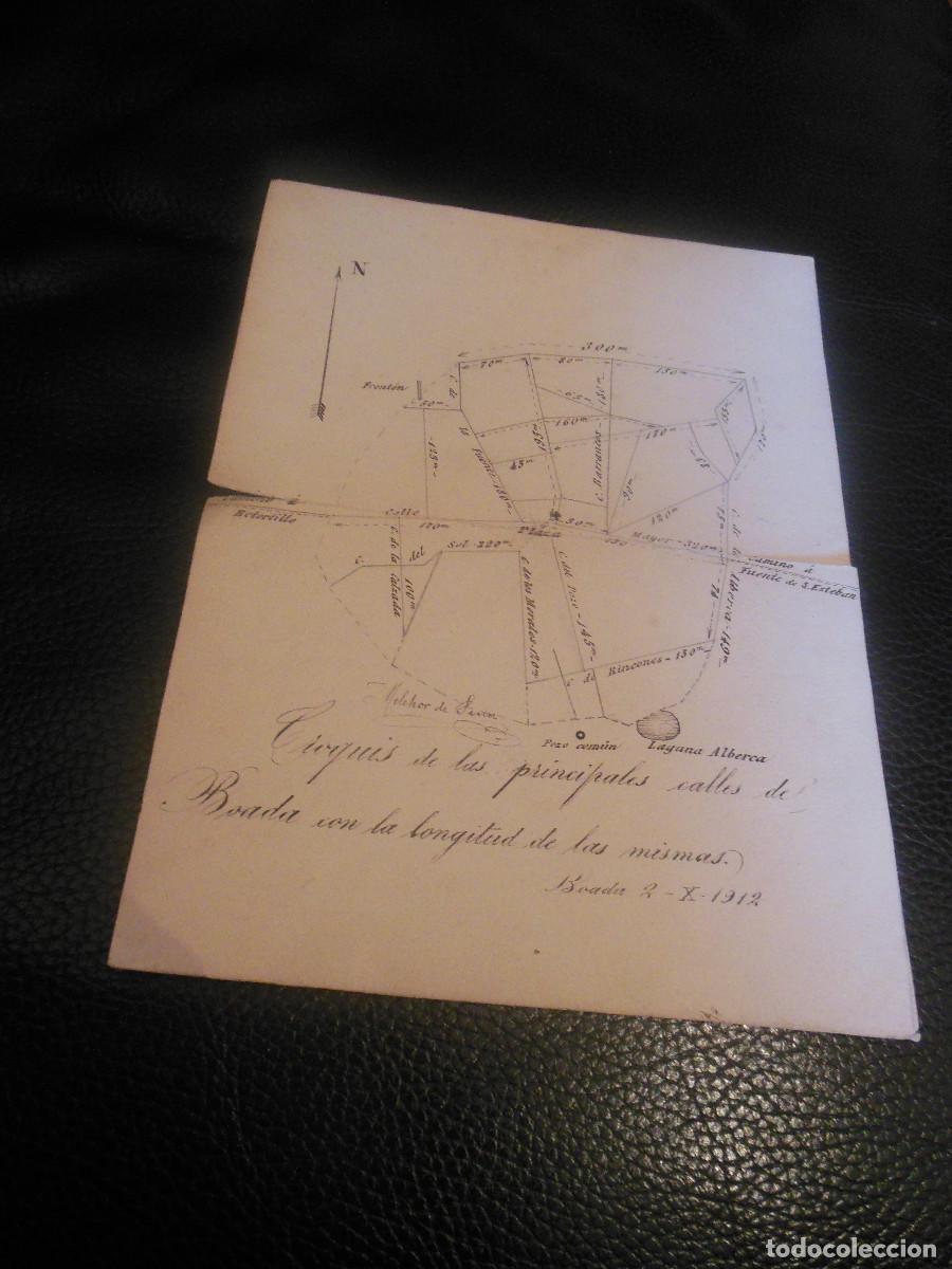 Kunst: DIBUJO ORIGINAL PLANO DE BOADA DEL A&Ntilde;O 1912 SALAMANCA CROQUIS DE LAS PRINCIPALES CALLES