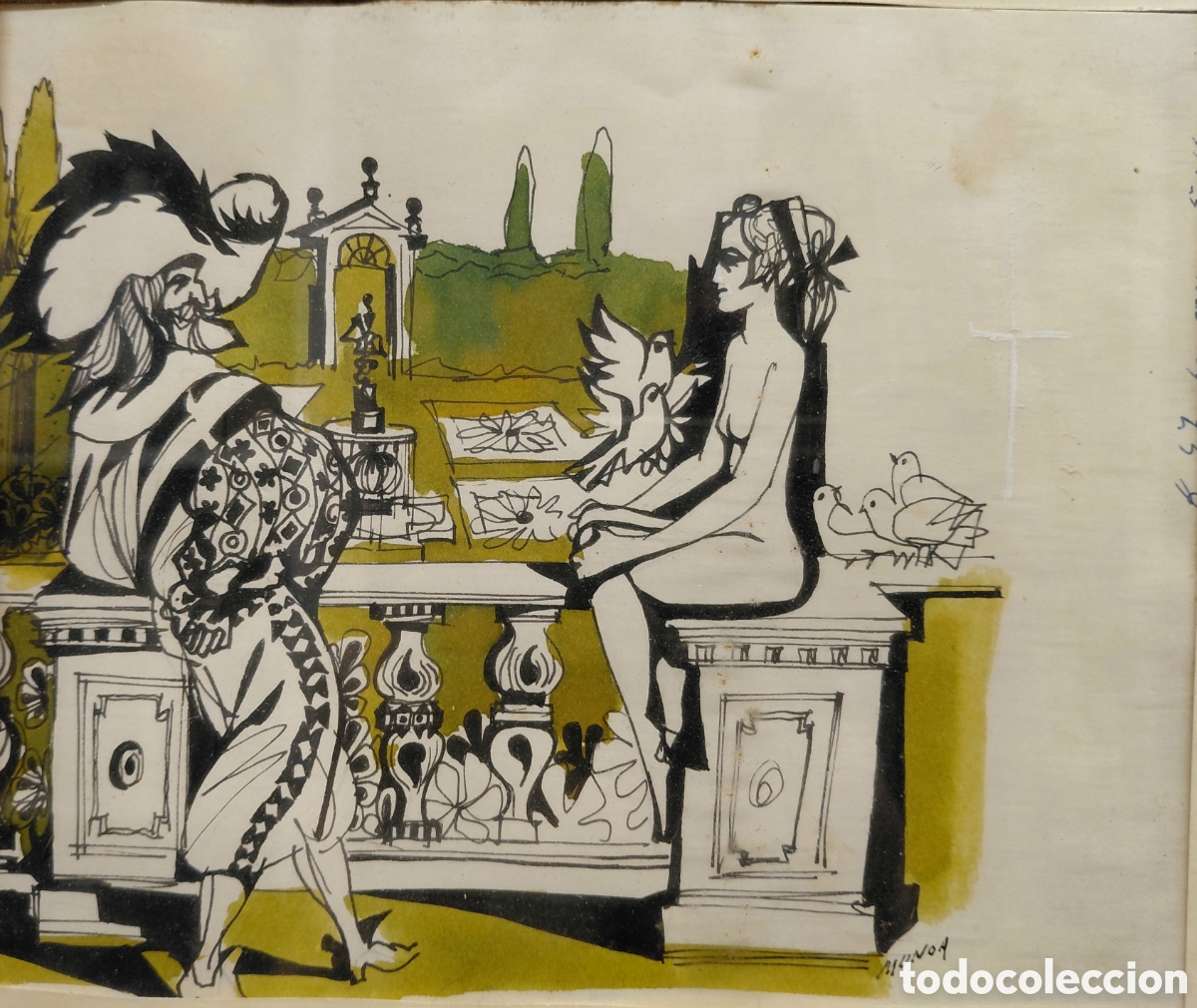Kunst: Rafael Munoa (1930-2012). Ilustraci&oacute;n, t&eacute;cnica mixta sobre papel.