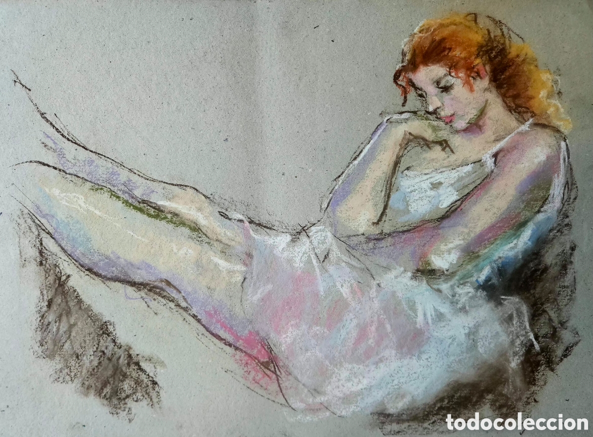 Arte: Jose Guevara (M&aacute;laga 1930-2017) precioso dibujo (pastel) sin firma.