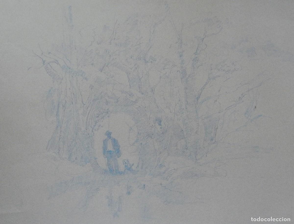 Arte: Carlos Enrique Lencinas G&oacute;mez. L&aacute;piz color sobre papel. &rdquo;Bosque, se&ntilde;or y perro&rdquo;. Sin firmar.
