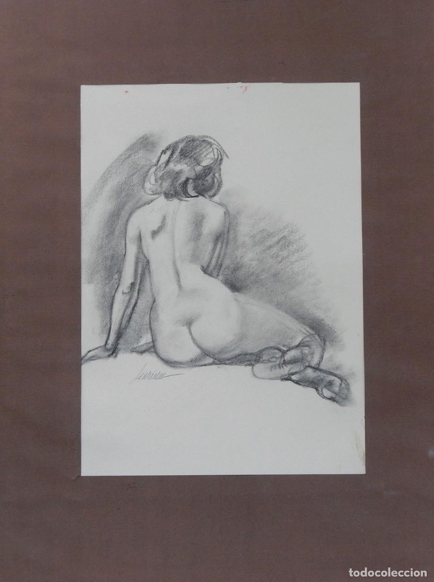 Arte: Carlos Enrique Lencinas G&oacute;mez. Carboncillo sobre papel. &rdquo;Desnudo femenino&rdquo;. Firmado a mano.