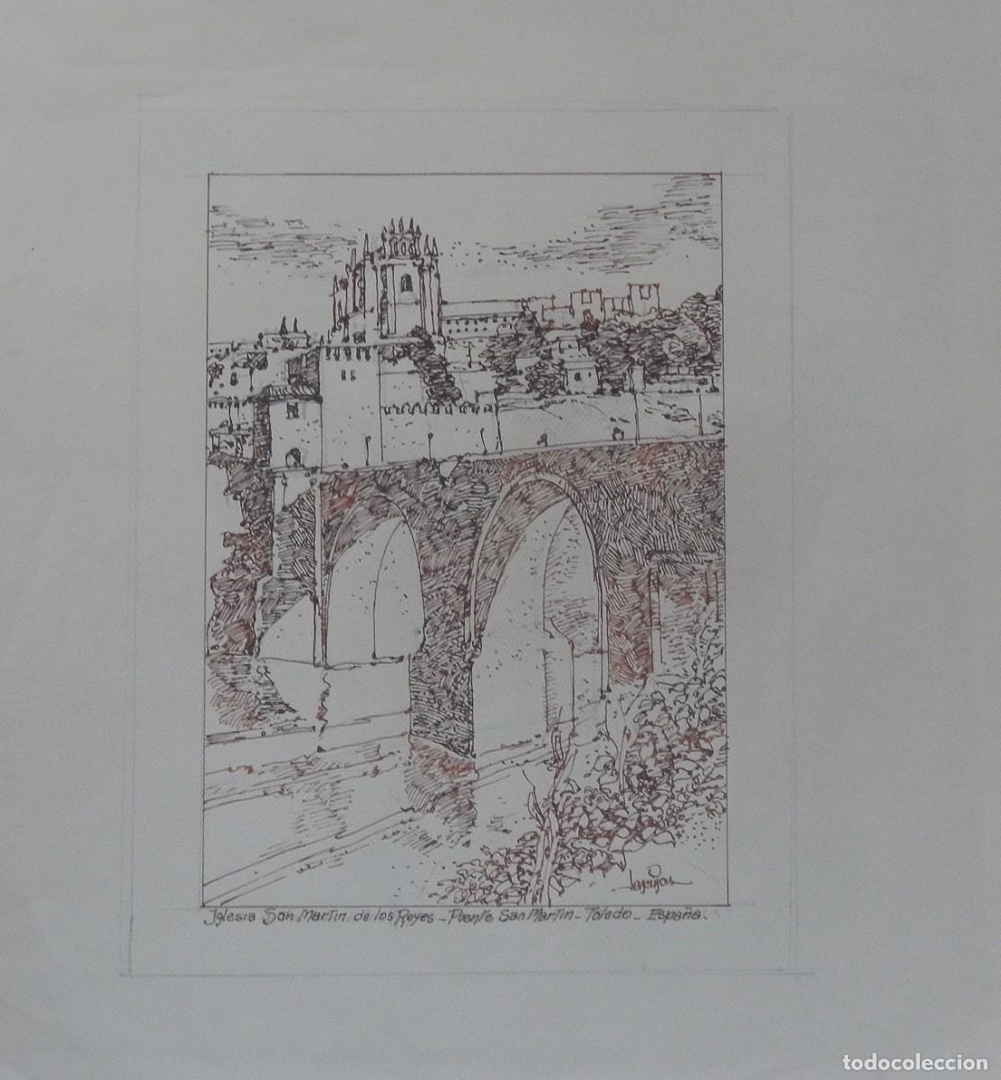 Arte: Carlos Enrique Lencinas G&oacute;mez. Tinta sobre papel. &rdquo;Iglesia San Mart&iacute;n de los Reyes. Puente. Toledo&rdquo;