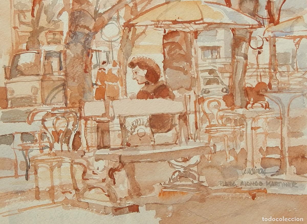 Arte: Carlos Enrique Lencinas G&oacute;mez. Acuarela sobre papel. &rdquo;Plaza Alonso Mart&iacute;nez. Madrid&rdquo;. Firmada a mano