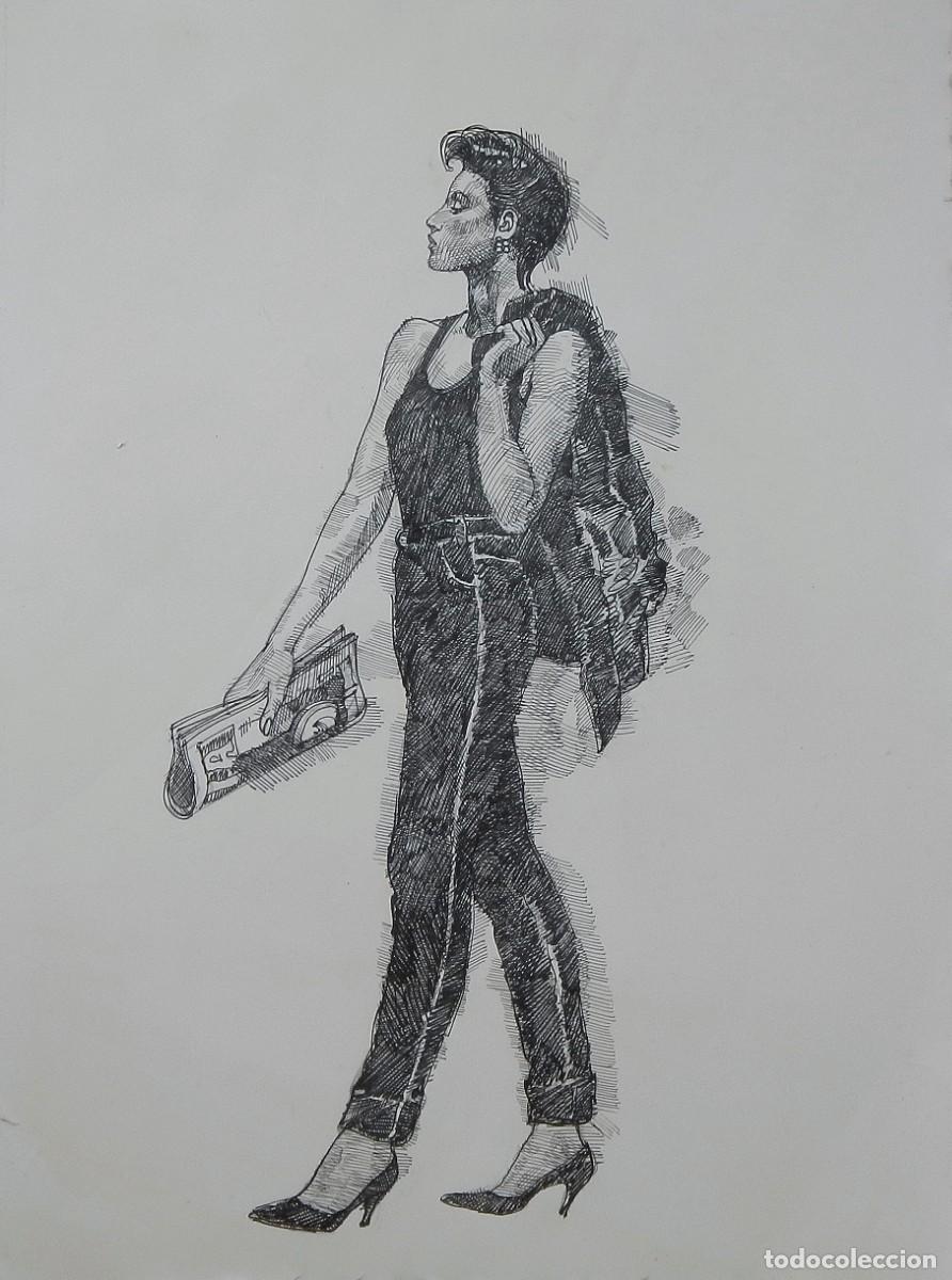 Arte: Carlos Enrique Lencinas G&oacute;mez. Tinta sobre papel. &rdquo;Mujer andr&oacute;gina. 1980&rdquo;. Sin firmar. 49x37 cm.