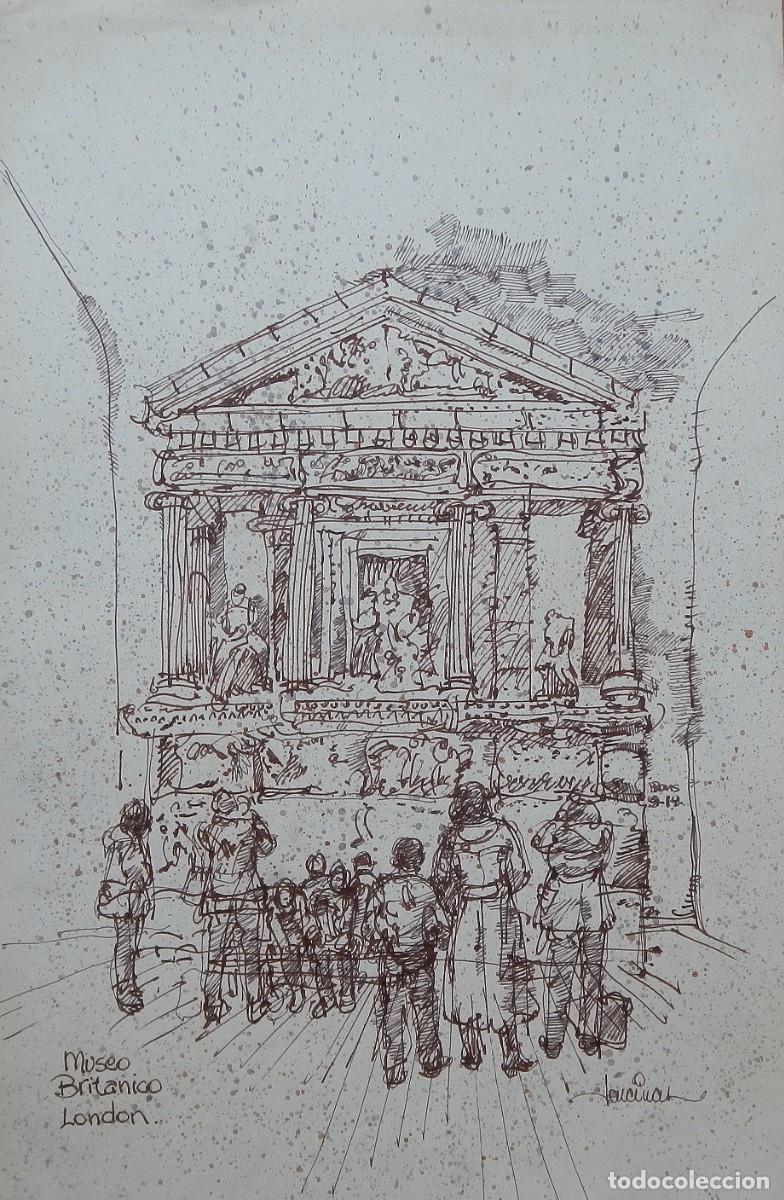 Arte: Carlos Enrique Lencinas G&oacute;mez. Tina sobre papel. &rdquo;Museo Brit&aacute;nico. London.&rdquo; Firmada a mano.