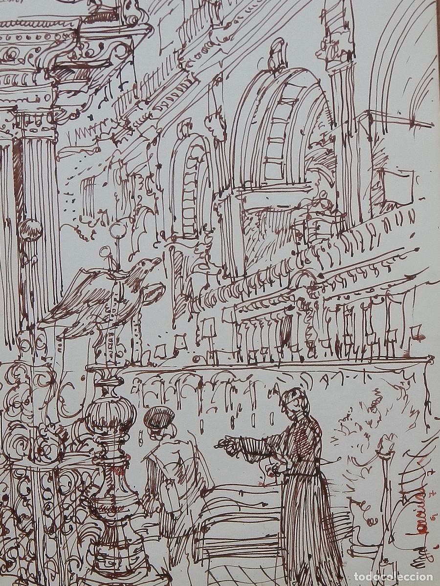 Arte: Carlos Enrique Lencinas G&oacute;mez. Tinta sobre papel. &rdquo;Londres. 1977&rdquo;. Firmada a mano. 33x24 cm.