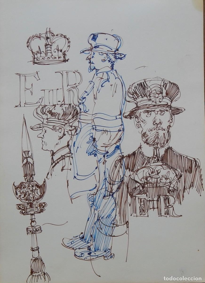 Arte: Carlos Enrique Lencinas G&oacute;mez. Tinta y acuarela sobre papel. &rdquo;Londres. 1977. E. R. &rdquo;.