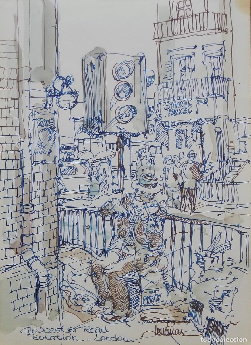 Arte: Carlos Enrique Lencinas G&oacute;mez. Tinta y acuarela sobre papel. &rdquo;Londres. 1977. Gloucester Road&rdquo;.
