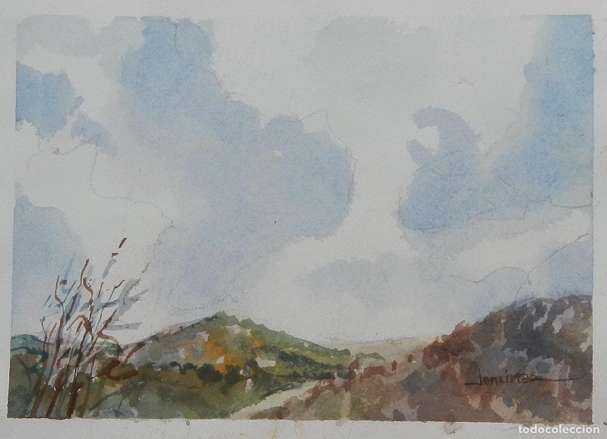 Arte: Carlos Enrique Lencinas G&oacute;mez. Acuarela sobre papel. &rdquo;Paisaje rural y monta&ntilde;oso&rdquo;. Firmada a mano.