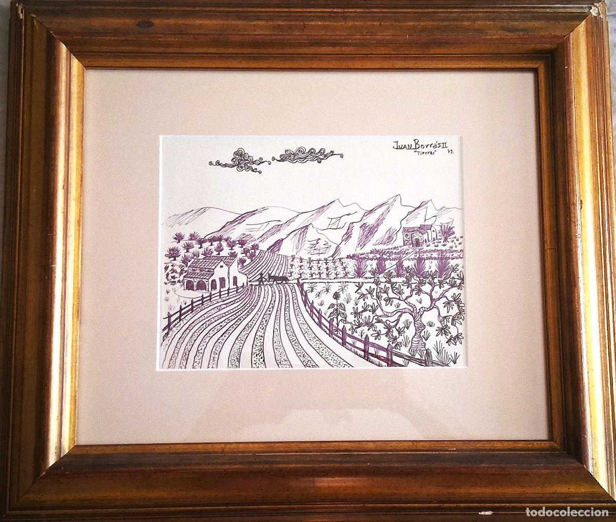 Arte: JUAN BORR&Aacute;S II (BARCELONA,1947) &rdquo;TIERRAS DE DENIA&rdquo; ROTULADOR (21.5 x 27.5) A&Ntilde;O 1973