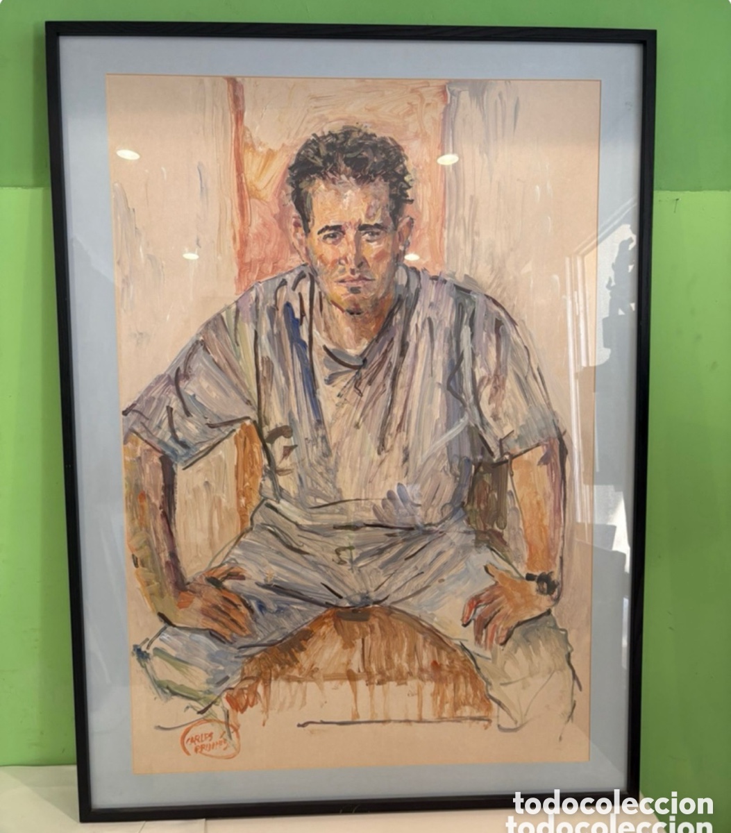 Kunst: Carles Prun&eacute;s (Barcelona, 1937-2017) - Retrato masculino - Dibujo original firmado