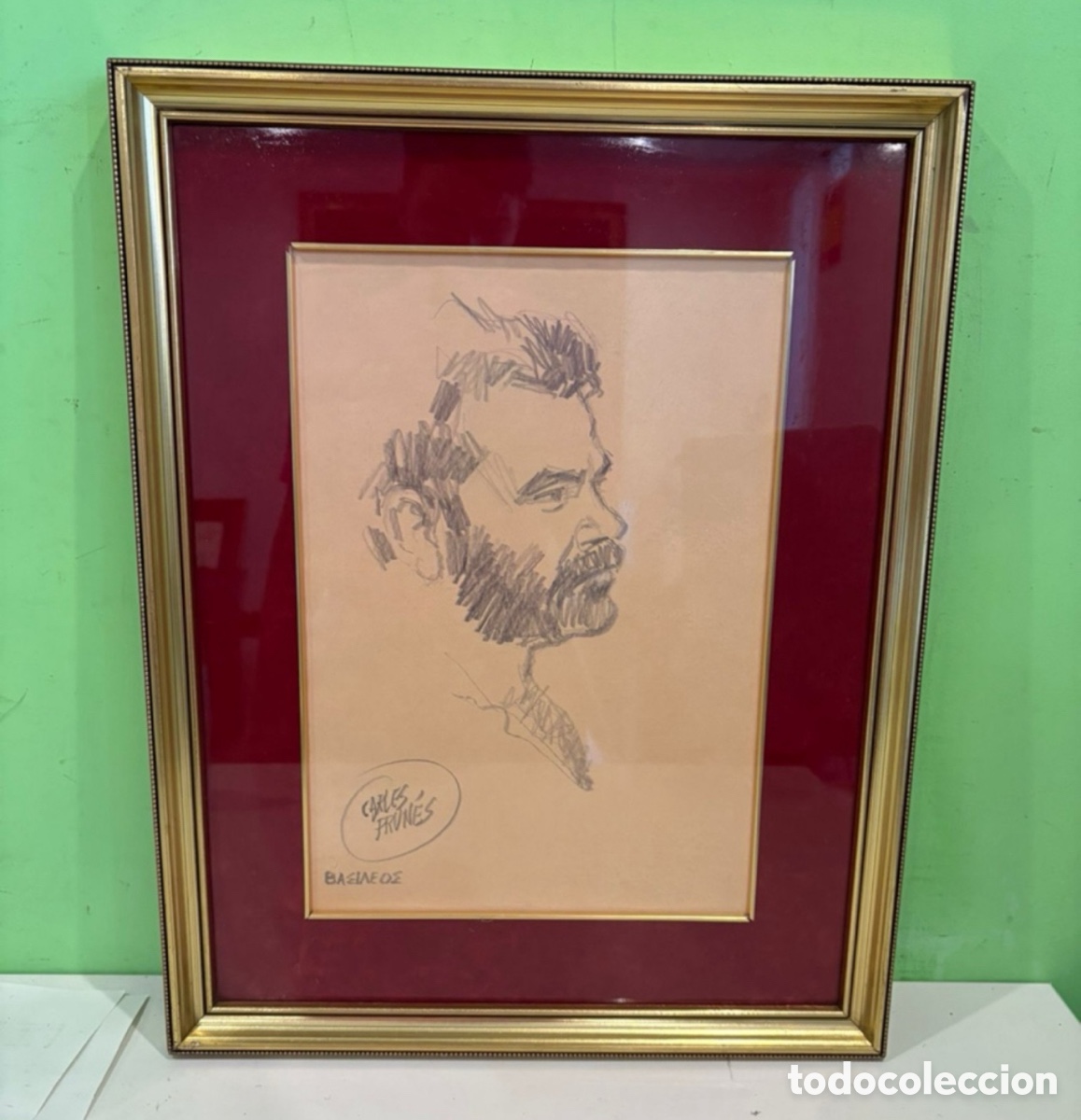 Kunst: Carles Prun&eacute;s (Barcelona, 1937-2017) Dibujo original firmado - Retrato masculino.
