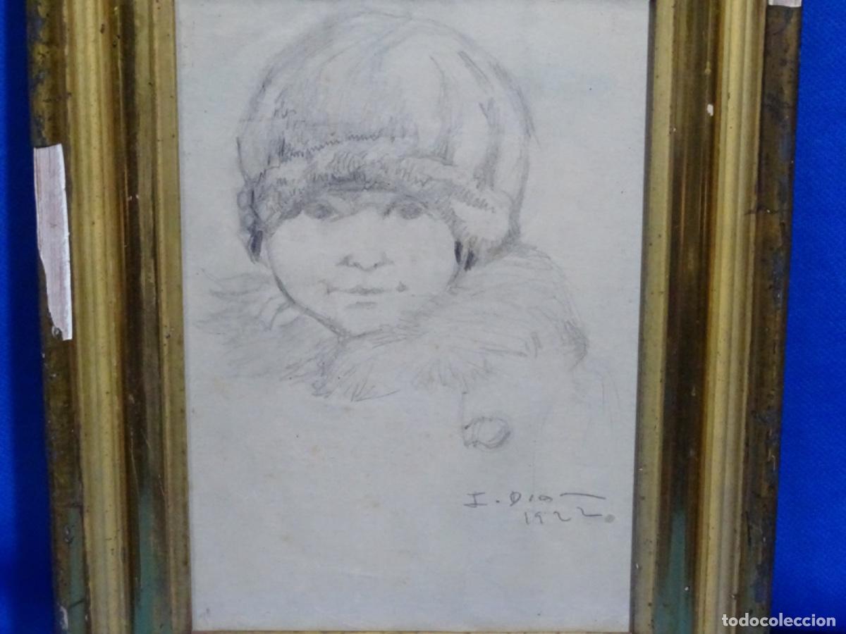 Art: DIBUJO L&Aacute;PIZ IGNACIO DIAZ 1922. RETRATO NI&Ntilde;A. BUEN DOMINIO DEL DIBUJO.