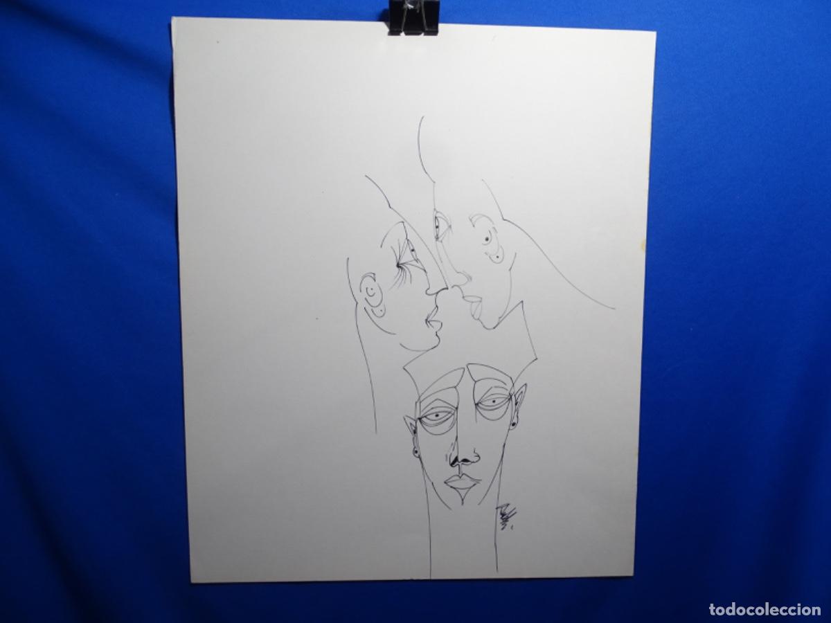 Arte: GRAN DIBUJO OSWALD AULESTIA A&Ntilde;OS A&Ntilde;OS 70. 60x50 cm.