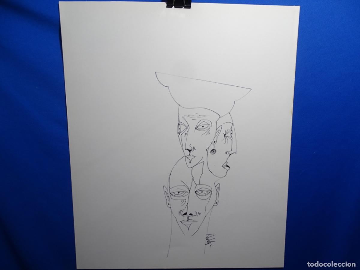 Arte: GRAN DIBUJO OSWALD AULESTIA A&Ntilde;OS A&Ntilde;OS 70. 60x50 cm.