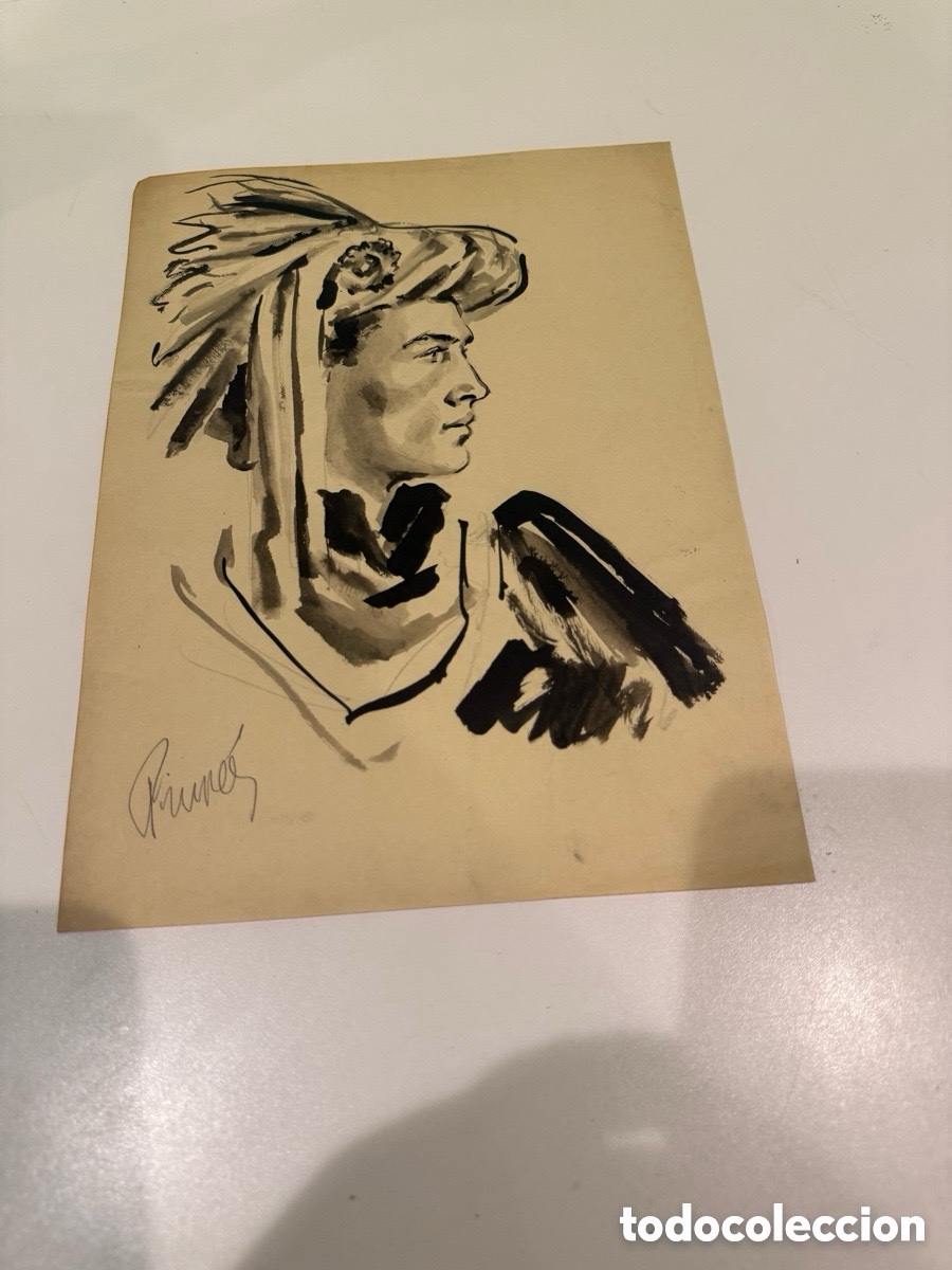 Arte: Carles Prun&eacute;s (Barcelona, 1937-2017) - Dibujo original firmado 1954, estudio de pistola
