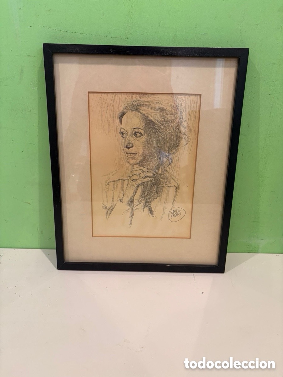 Arte: Carles Prun&eacute;s (Barcelona, 1937-2017) Dibujo original firmado - Retrato femenino