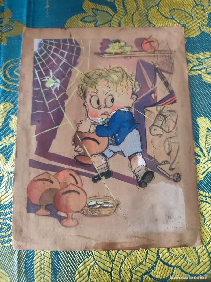 Arte: 1.Dibujo a tinta original ferrandiz 1946 ilustrador postales