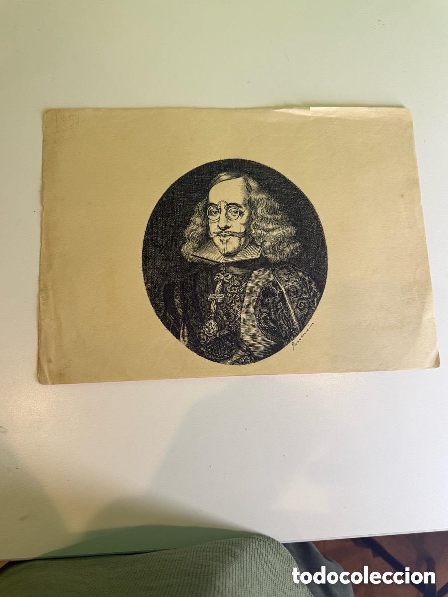 Arte: Carles Prun&eacute;s (1937-2017) Dibujo original firmado Retrato de Francisco de Quevedo