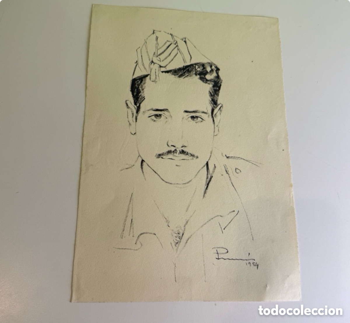 Arte: Carles Prun&eacute;s (1937-2017) - Posible autorretrato en la mili. Firmado y fechado 1954.