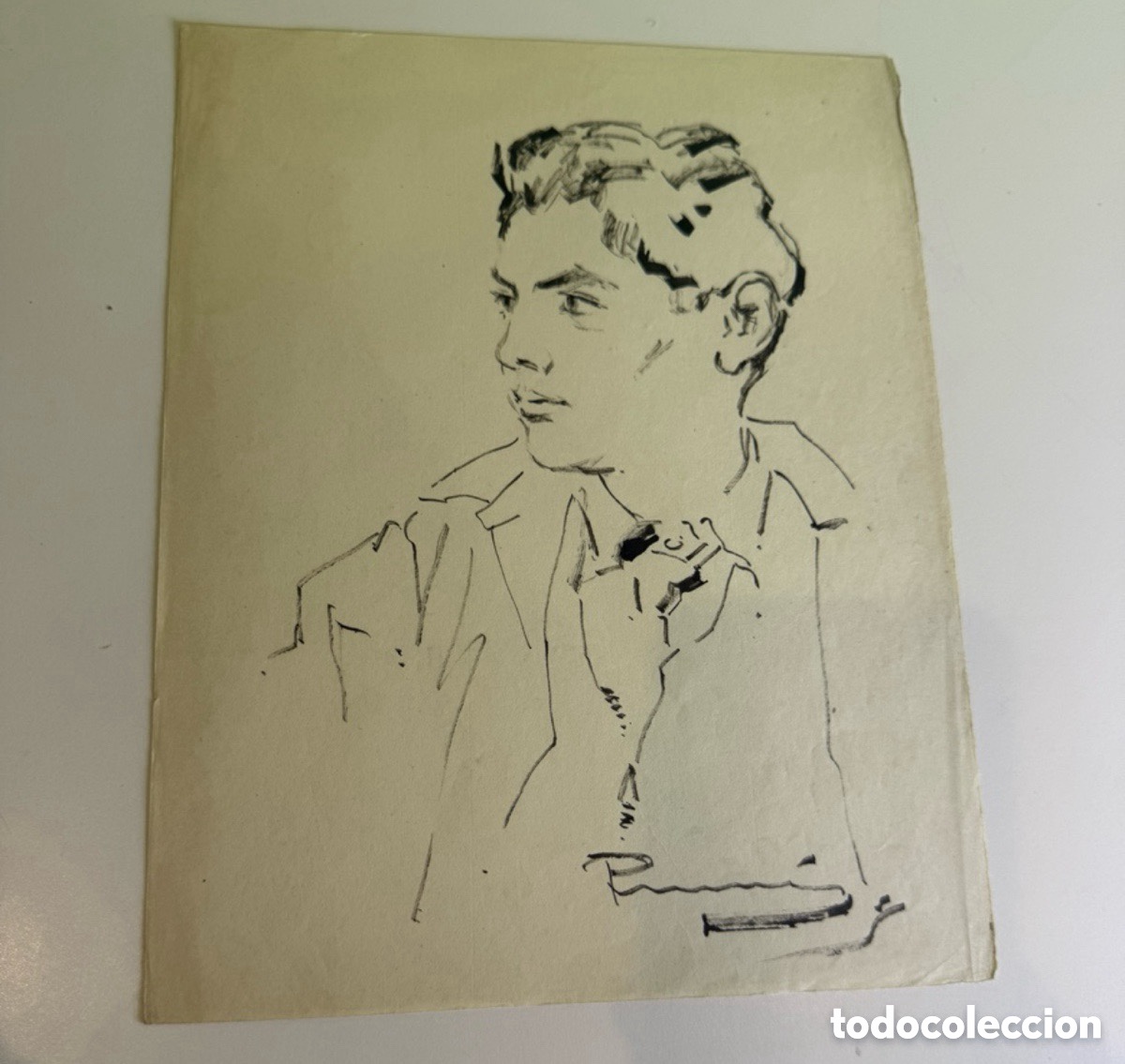 Art: Carles Prun&eacute;s (1937-2017) - Autorretrato original. A&ntilde;os 50. Firmado.