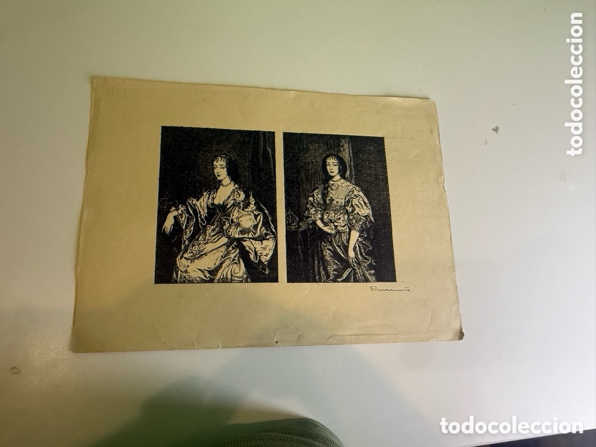 Art: Carles Prun&eacute;s (1937-2017) Barcelona - Dibujo original de dos retratos condesas de &eacute;poca firmado.