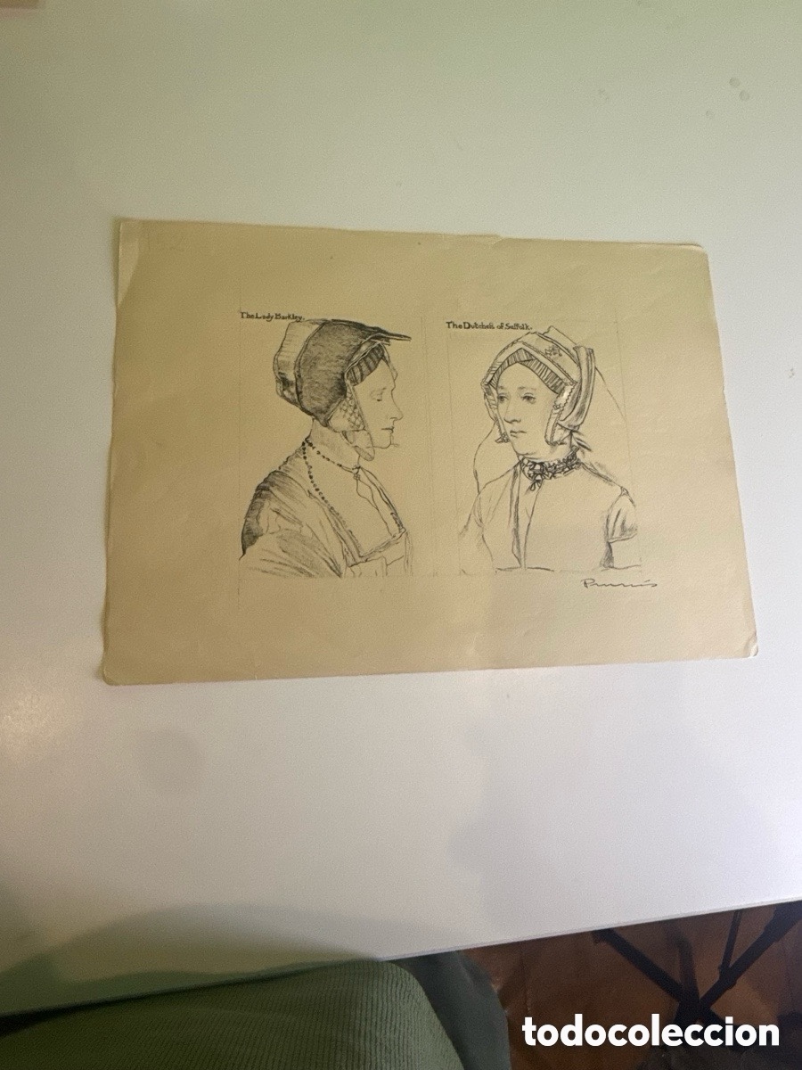 Art: Carles prunes. Dibujo original firmado de Lady Barkley y la Duquesa de Suffolk.