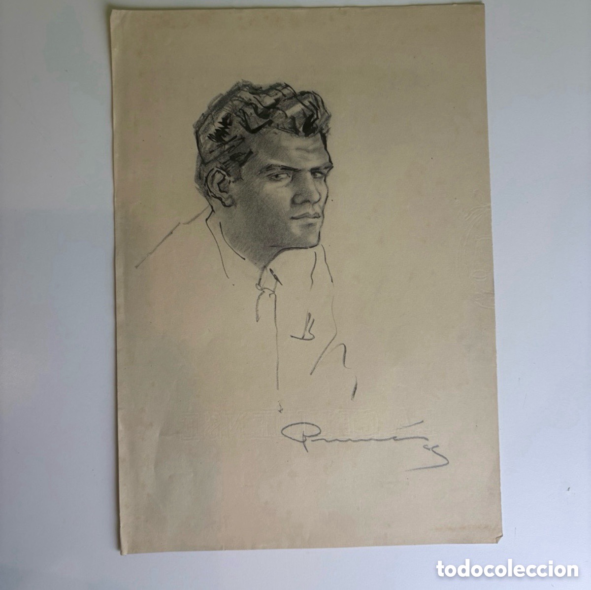Art: Carles Prun&eacute;s (1937-2017) Dibujo original firmado Retrato masculino